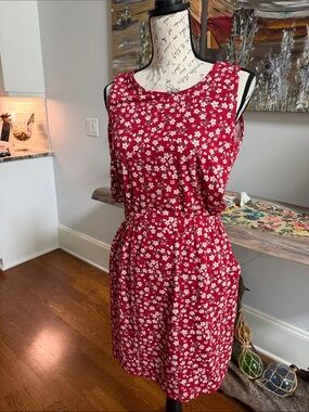 Red Floral Sleeveless Summer Dress